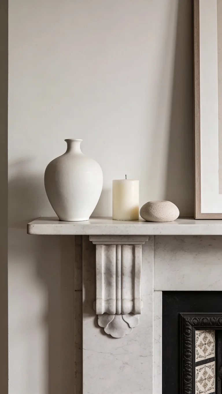 Try a Monochrome Look - minimalist fall mantel decor idea