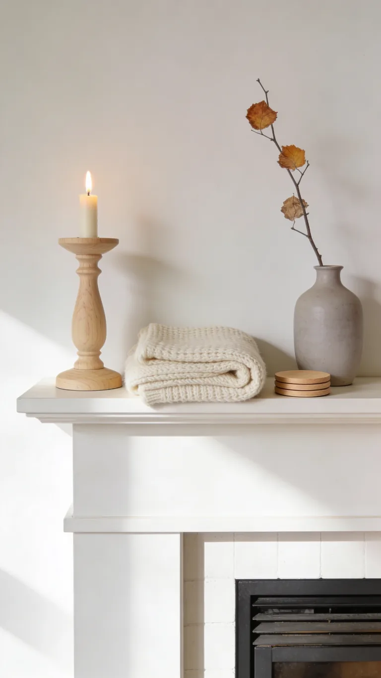 Start With a Light, Soft Palette - scandinavian fall mantel decor idea