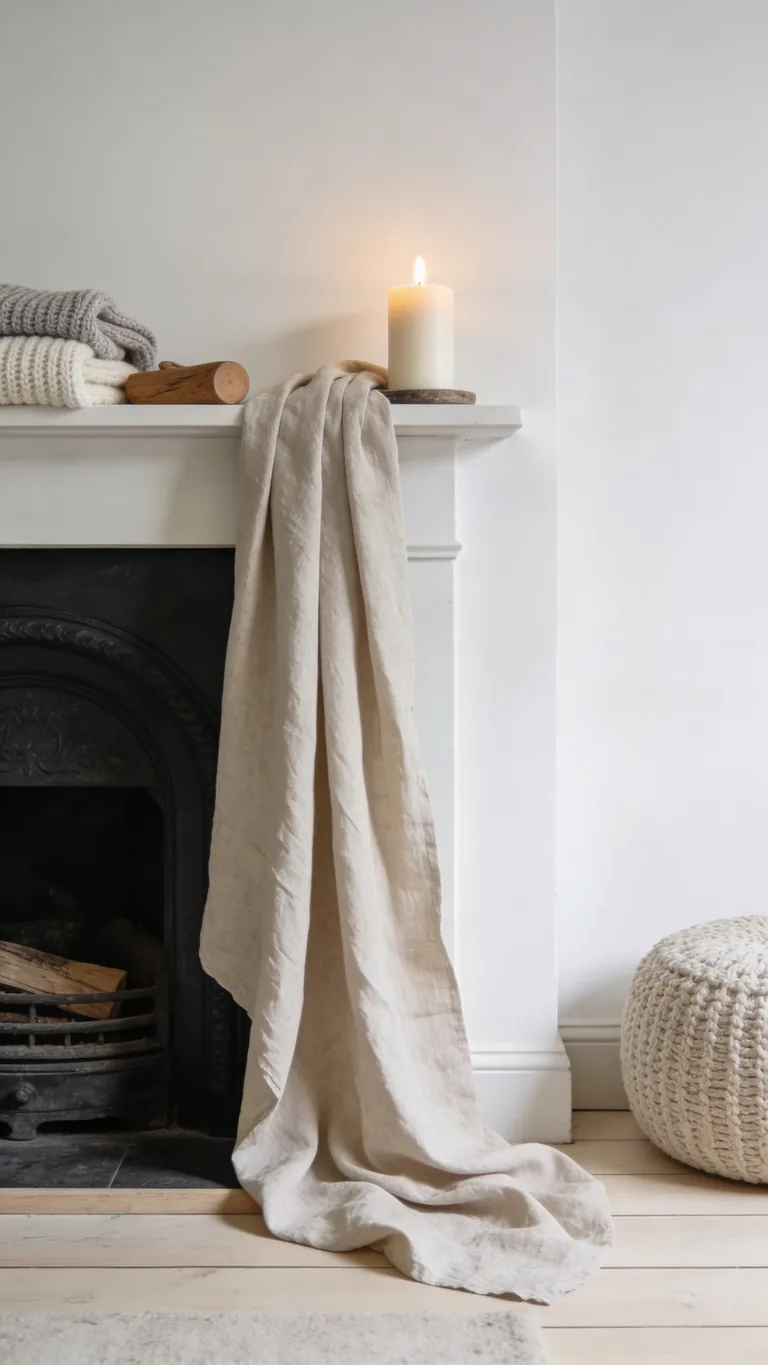 Layer Soft Linen - scandinavian fall mantel decor idea