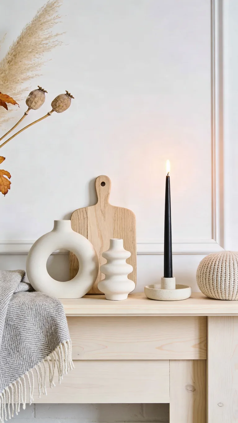 Add a Touch of Black - scandinavian fall mantel decor idea