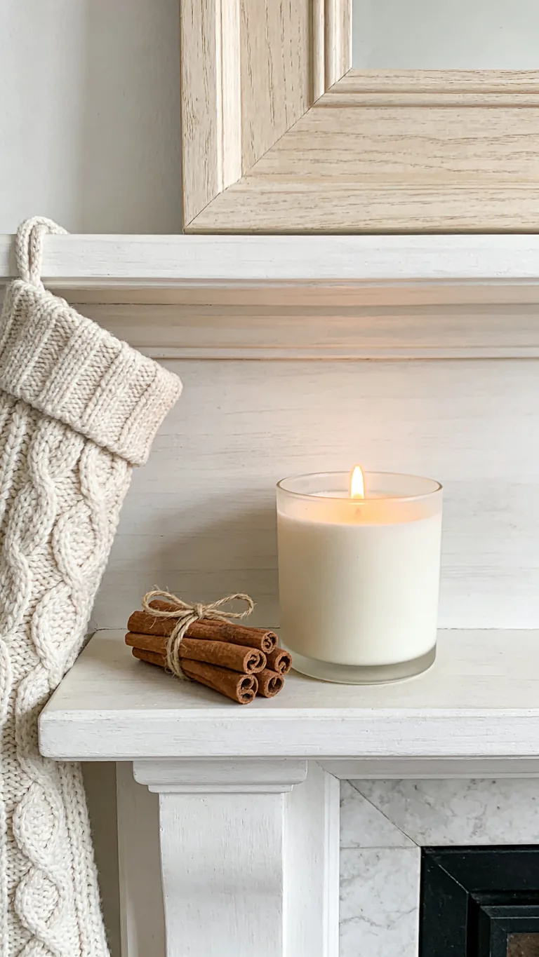 Add Soft Seasonal Scent - scandinavian fall mantel decor idea