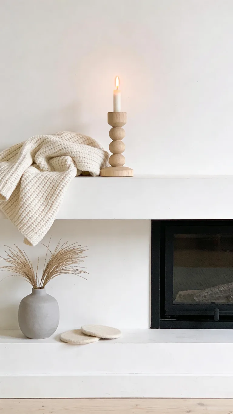 Keep It Uncluttered - scandinavian fall mantel decor idea