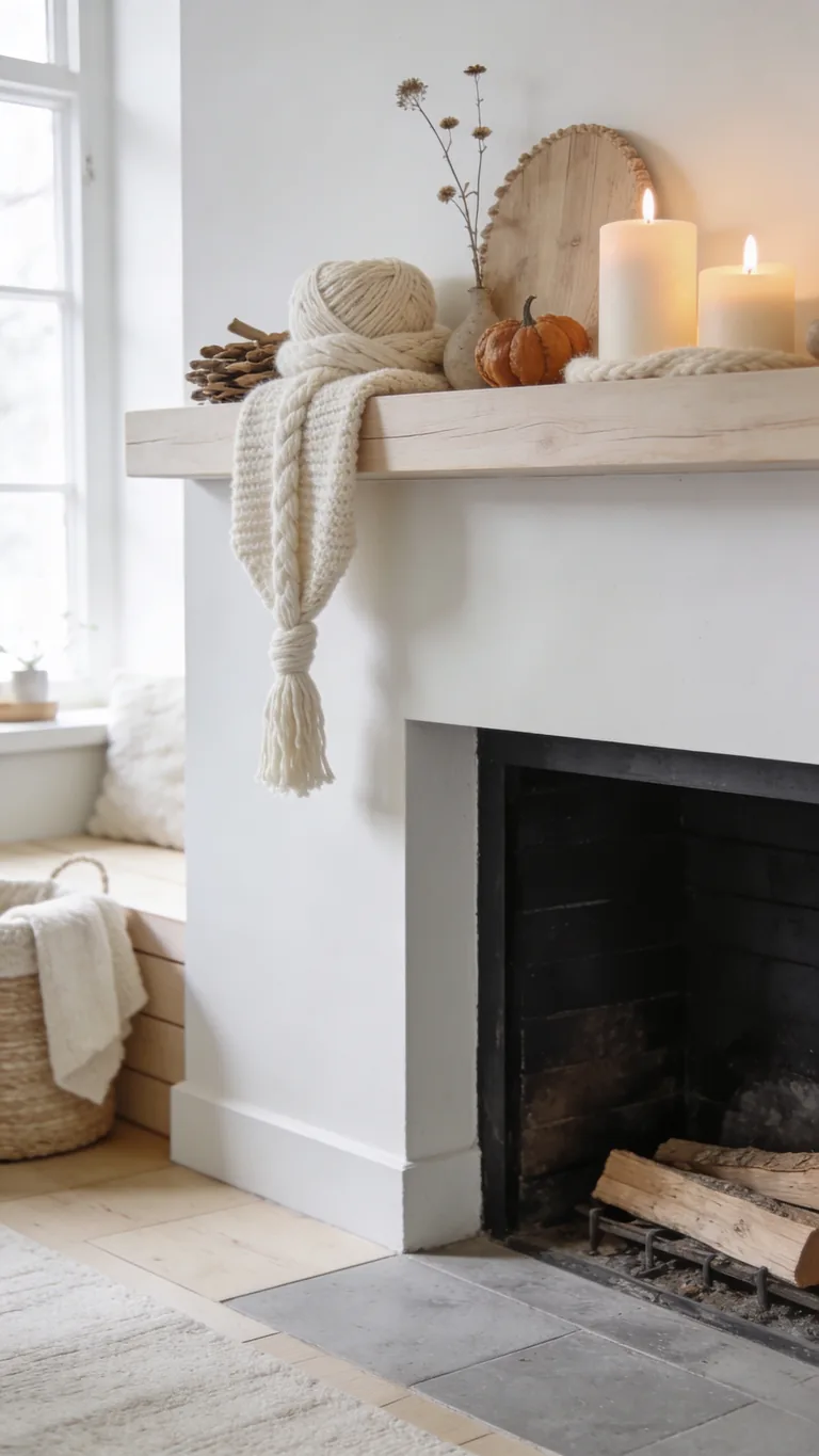 Echo Your Nordic Living Room - scandinavian fall mantel decor idea