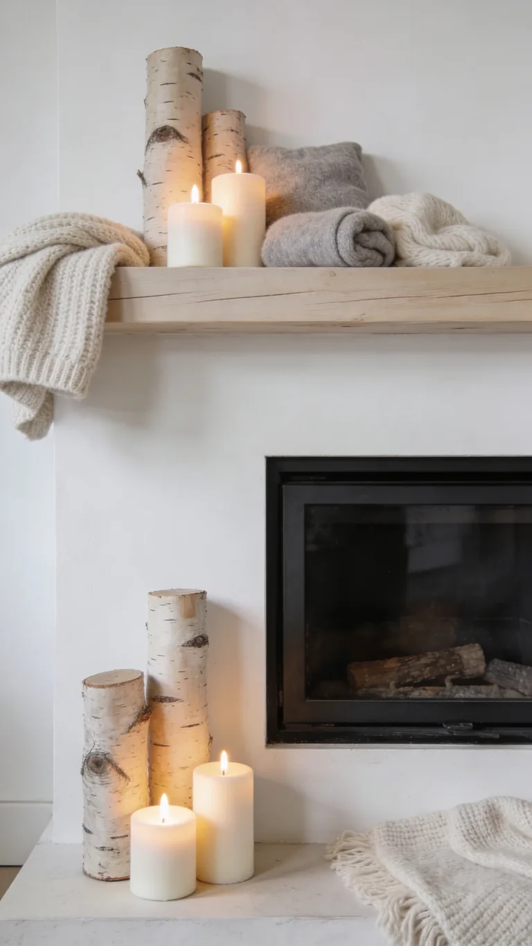 Finish With Cozy Simplicity - scandinavian fall mantel decor idea