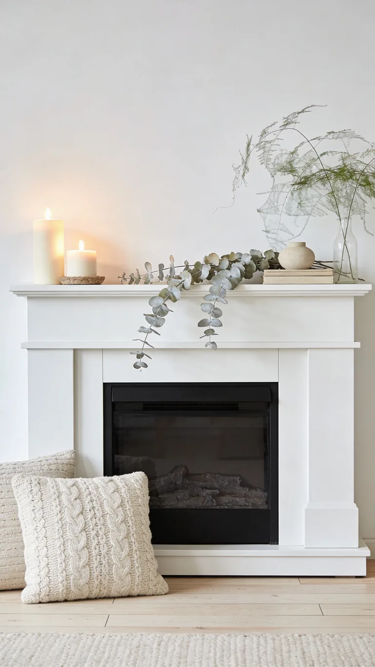 Try a Simple Eucalyptus Garland - scandinavian fall mantel decor idea