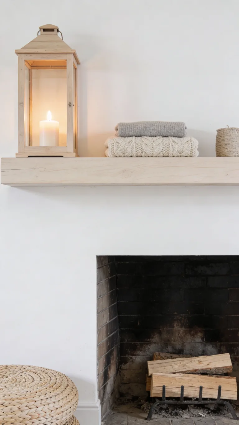 Add a Cozy Lantern - scandinavian fall mantel decor idea