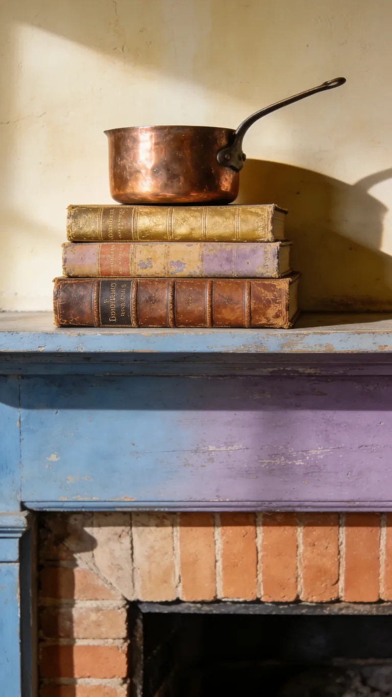 Include an Old Book or Two - french country fall mantel decor idea
