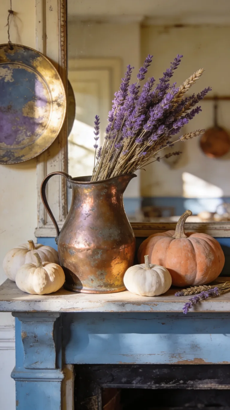 Finish With a Gracious, Collected Touch - french country fall mantel decor idea