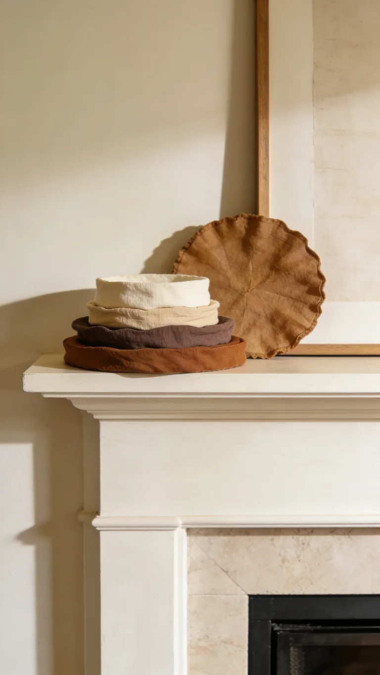 Start With a Warm Neutral Base - neutral fall mantel decor idea