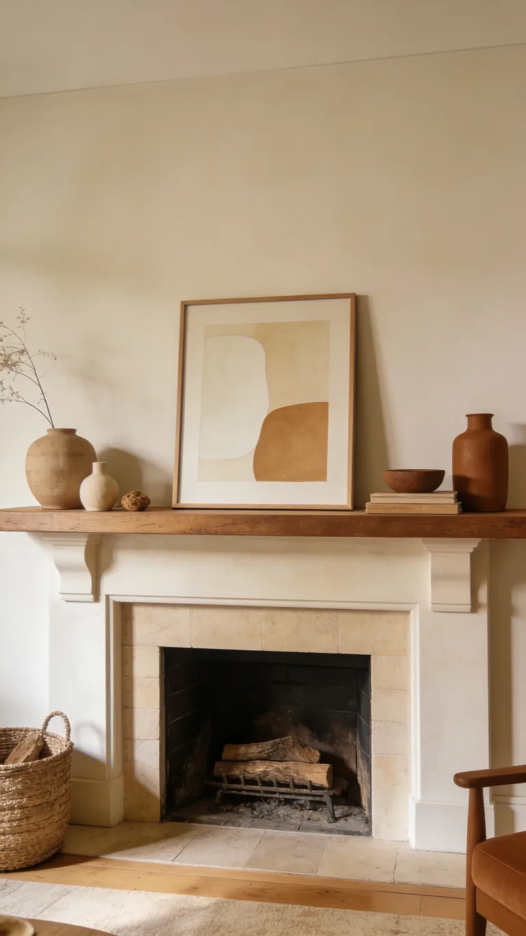 Lean a Neutral Art Print - neutral fall mantel decor idea