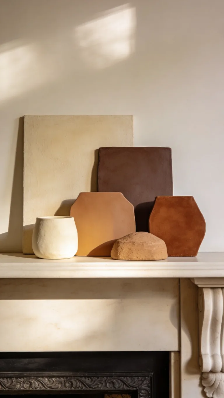 Add Tonal Depth - neutral fall mantel decor idea