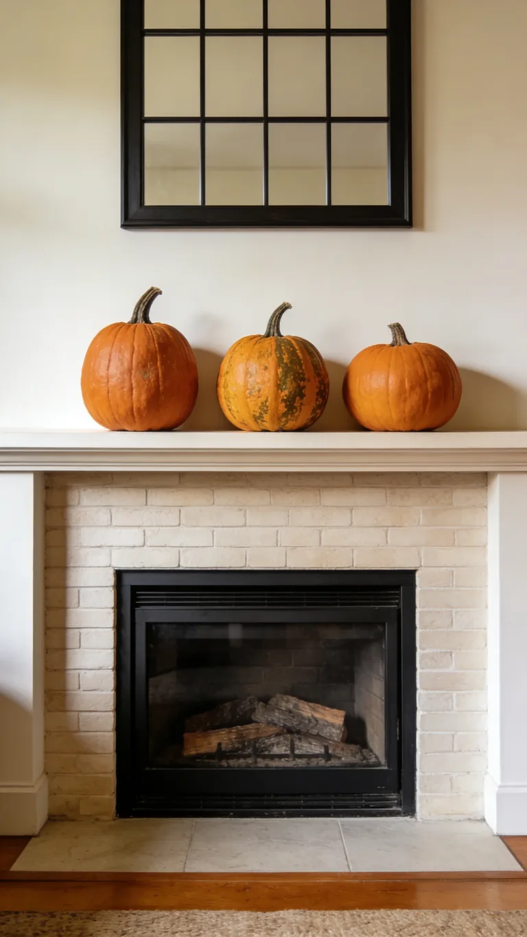 Keep It Minimal - pumpkin fall mantel decor idea