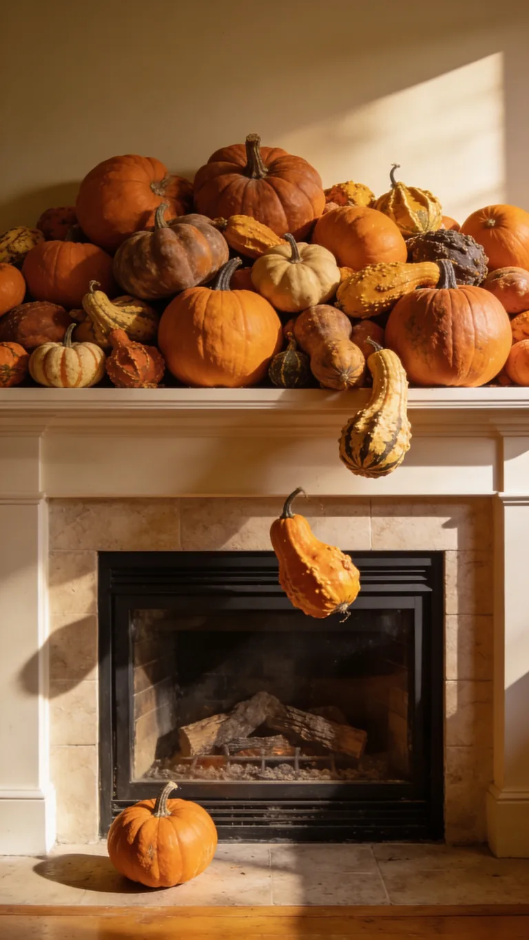 Create Abundance - pumpkin fall mantel decor idea