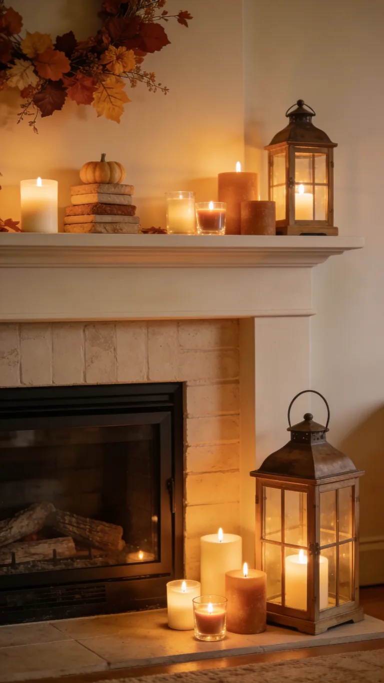 Echo the Look Through the Room - candlelit fall mantel decor idea