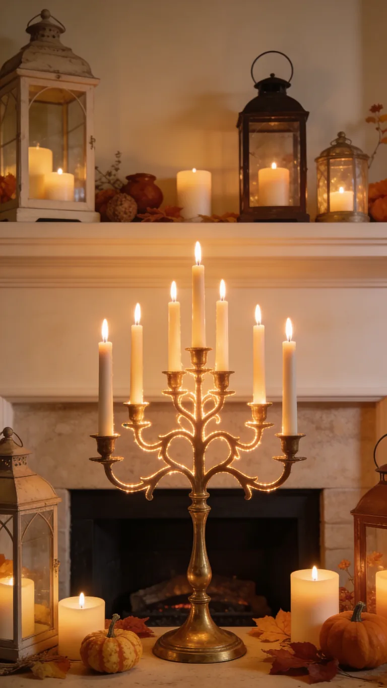 Add a Candelabra - candlelit fall mantel decor idea