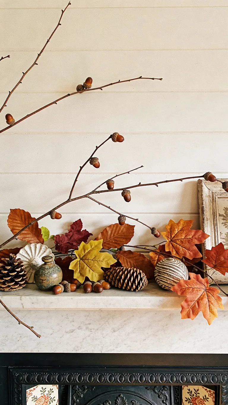 Forage From Your Yard - budget fall mantel decor idea