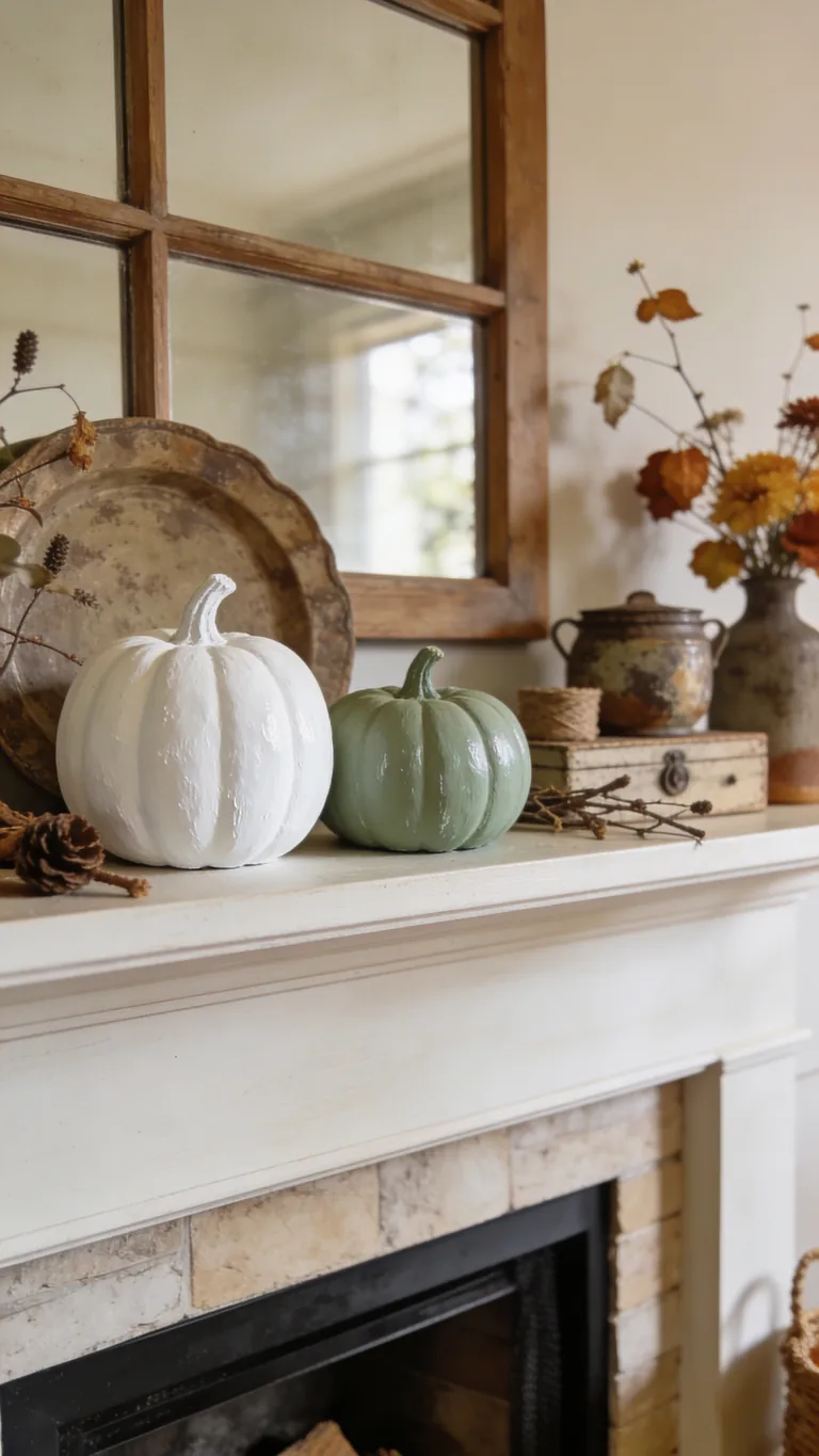 Make Painted Pumpkins - budget fall mantel decor idea