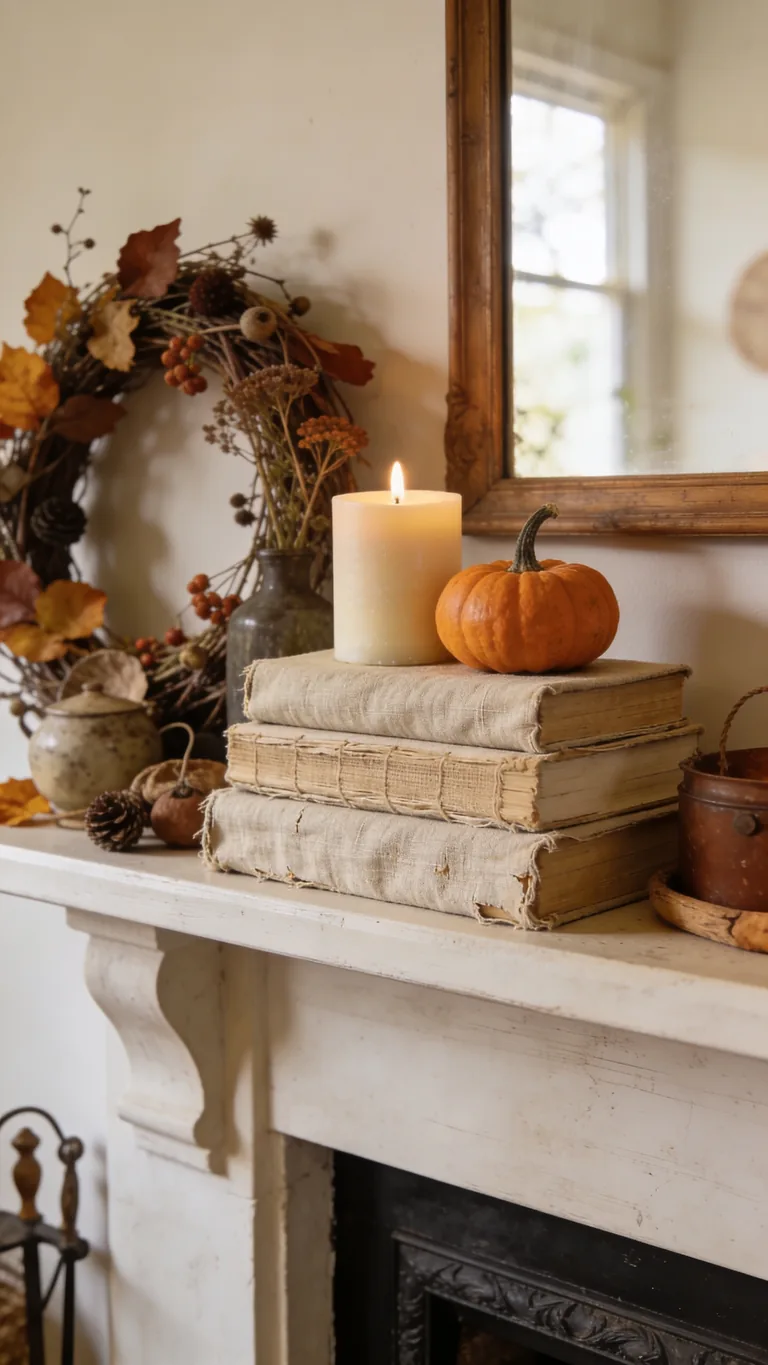 Stack Books You Own - budget fall mantel decor idea