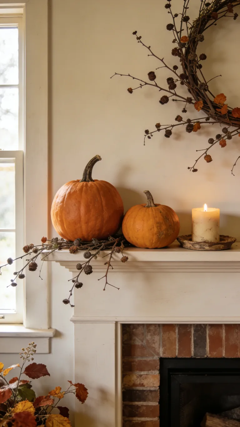 Keep It Simple - budget fall mantel decor idea