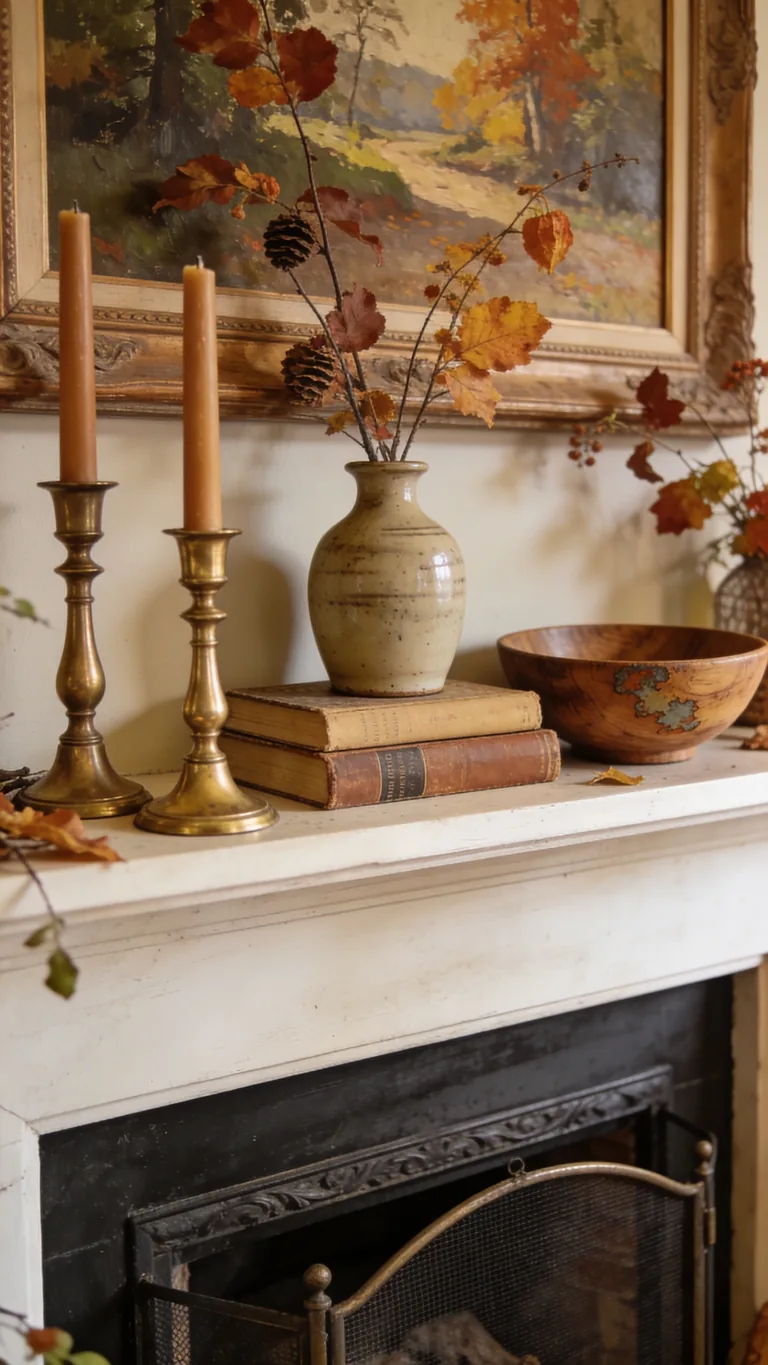 Hit the Thrift Store - budget fall mantel decor idea