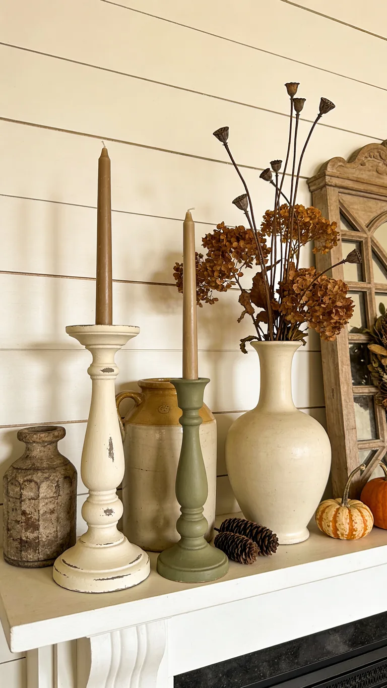 Paint Thrifted Finds - budget fall mantel decor idea