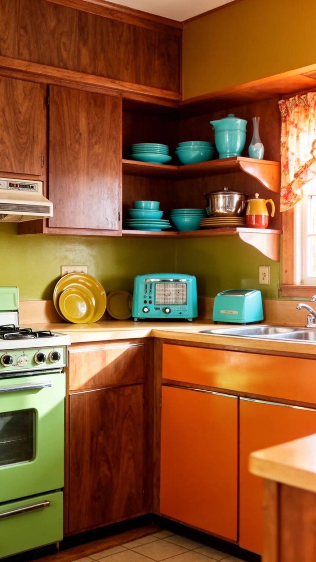 turquoise and wood retro palette