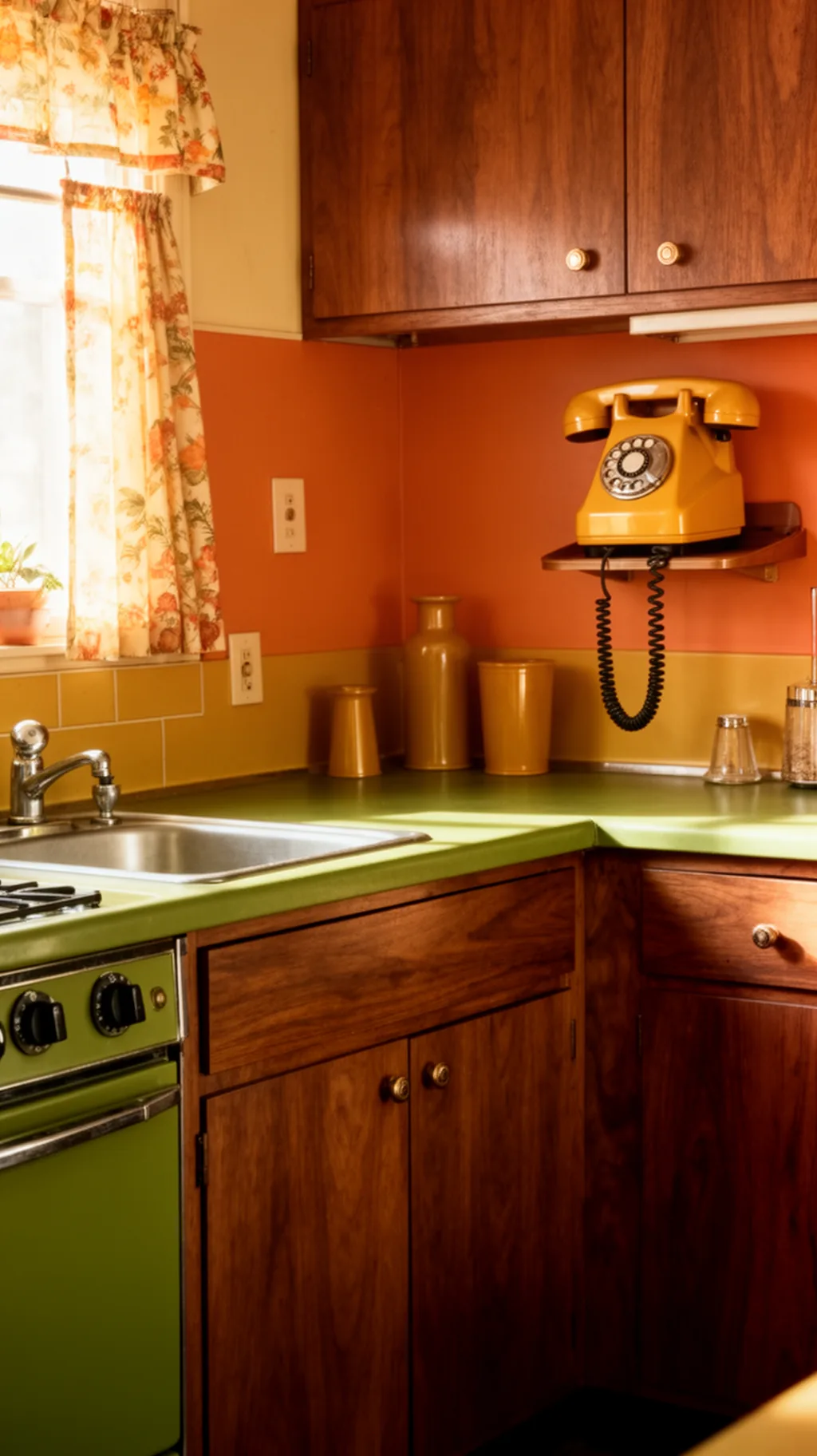 harvest gold rotary wall phone