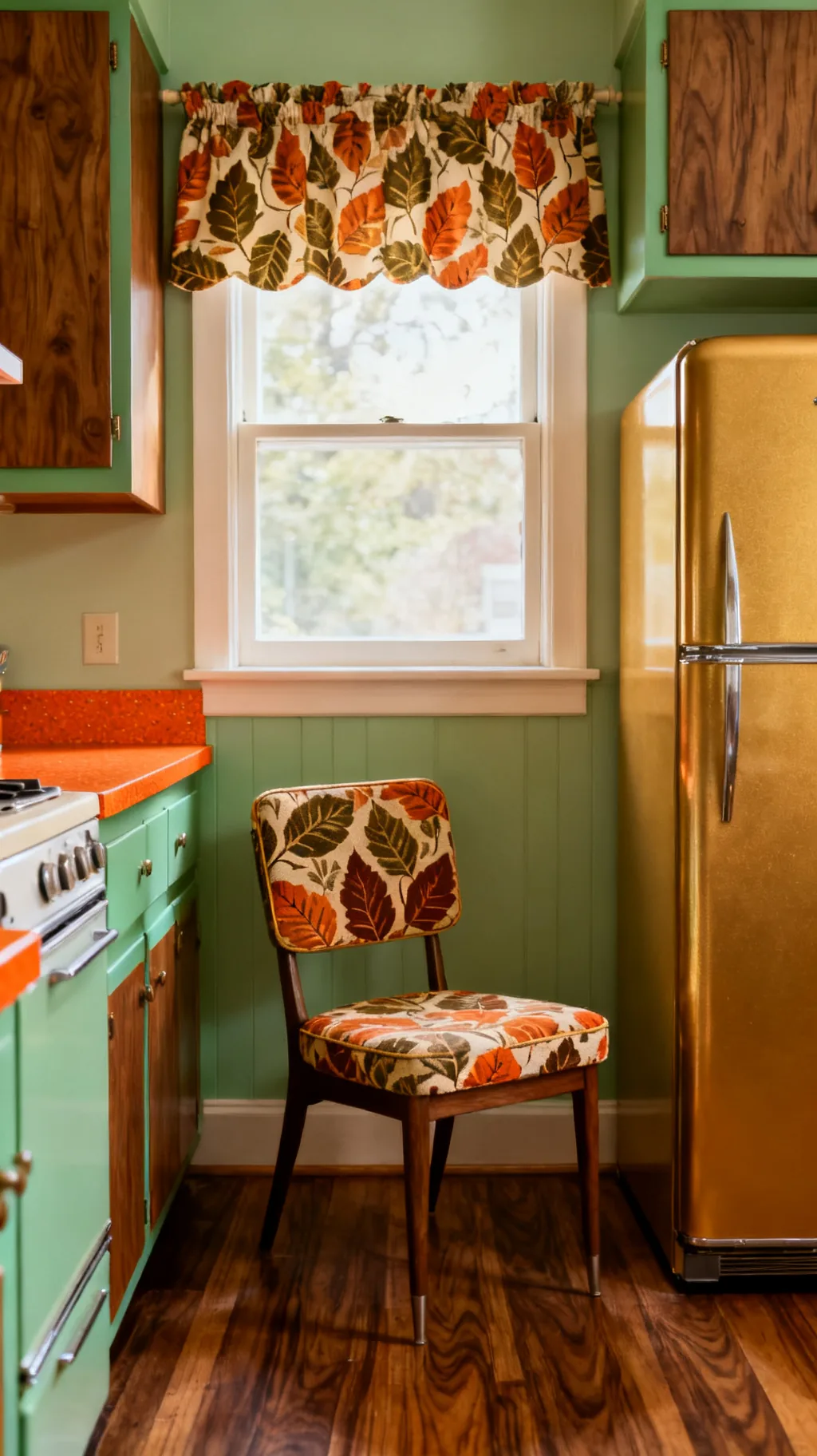 atomic barkcloth textiles on a retro kitchen chair