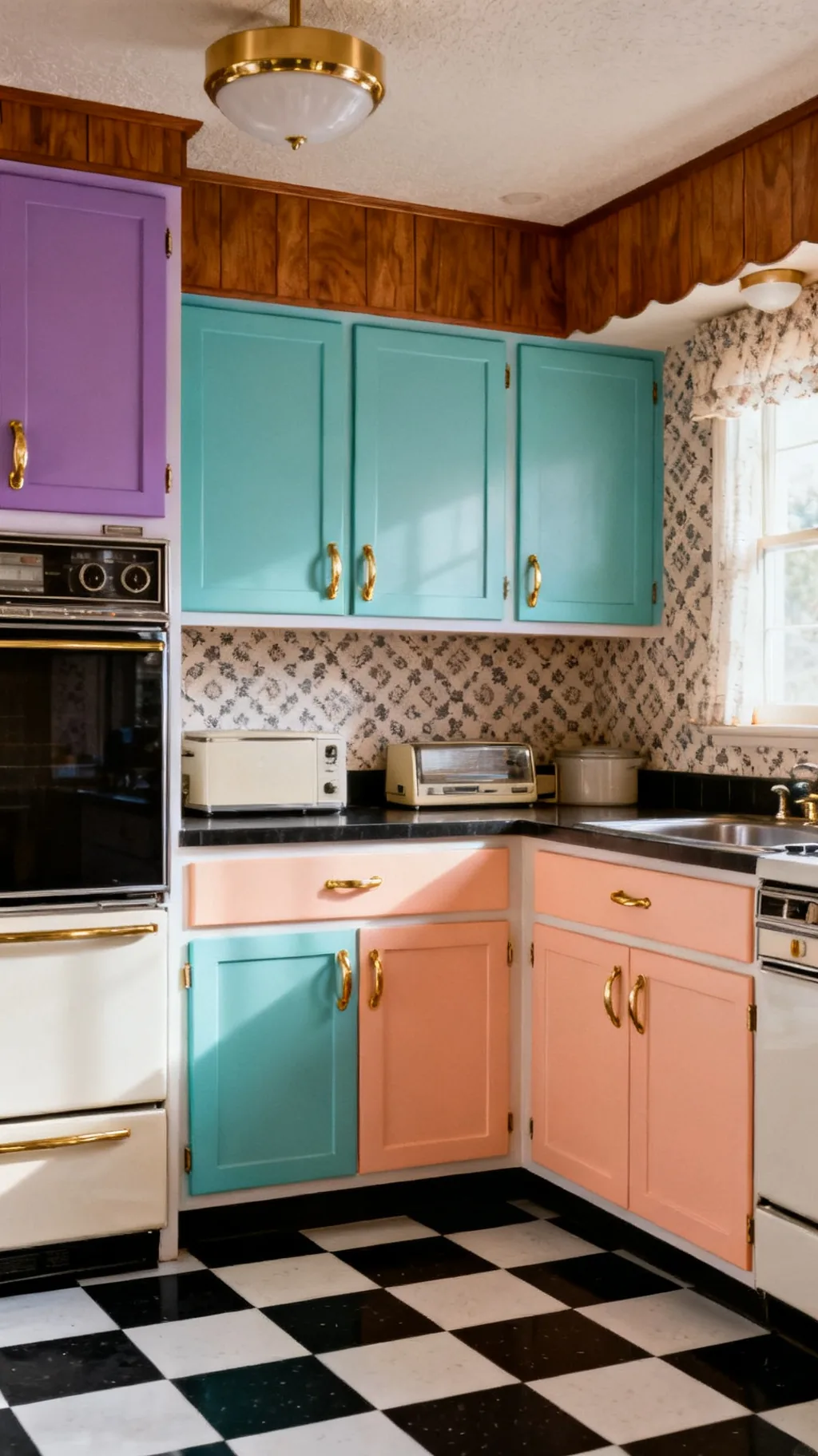 Recessed panel cabinet doors in an 80s style kitchen