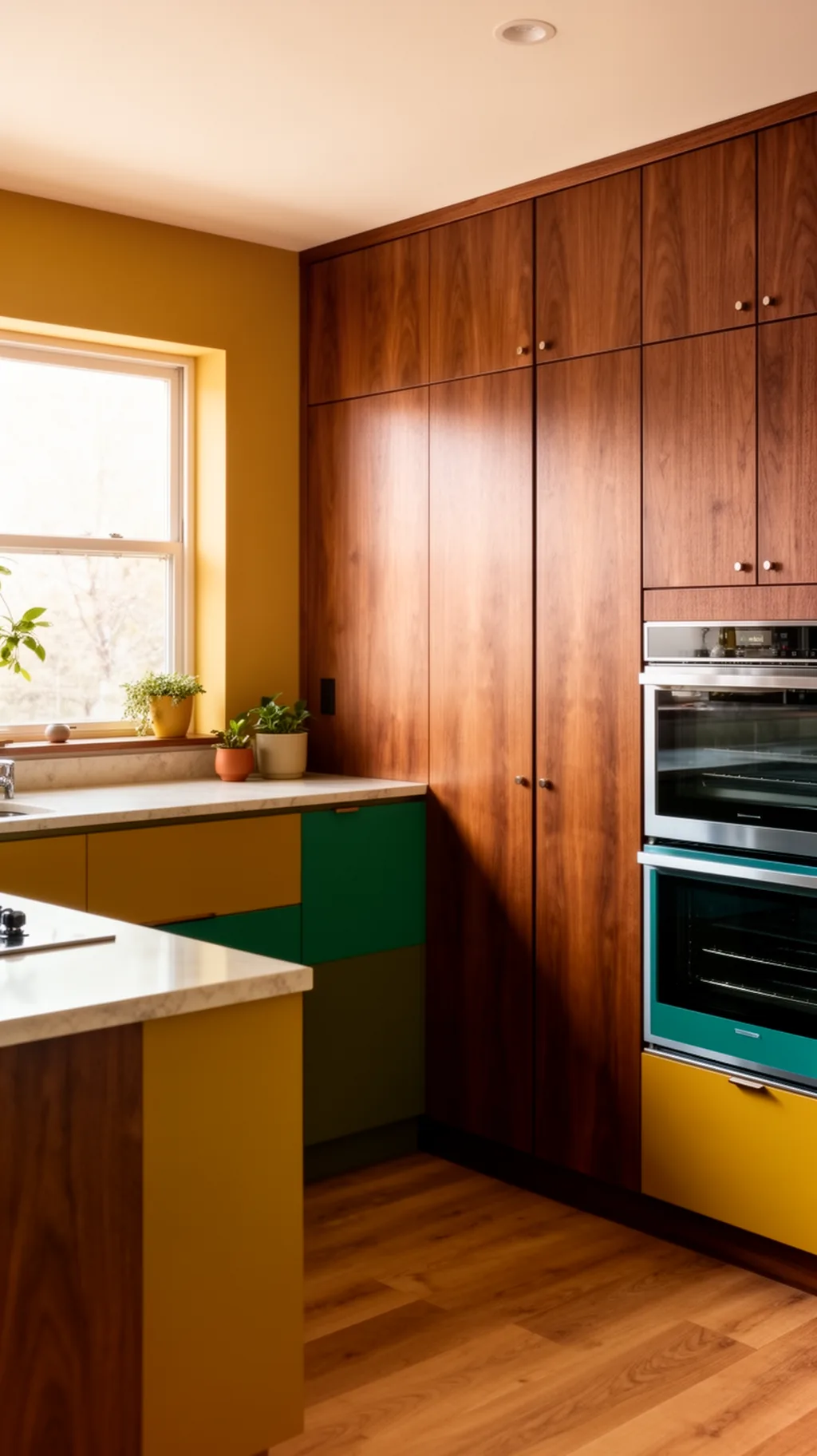 Tall walnut pantry cabinets