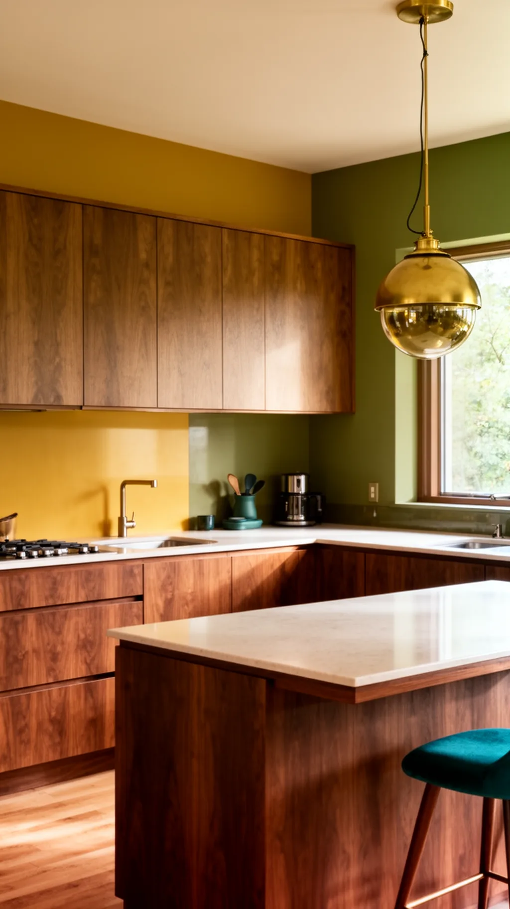 Brass globe pendant light