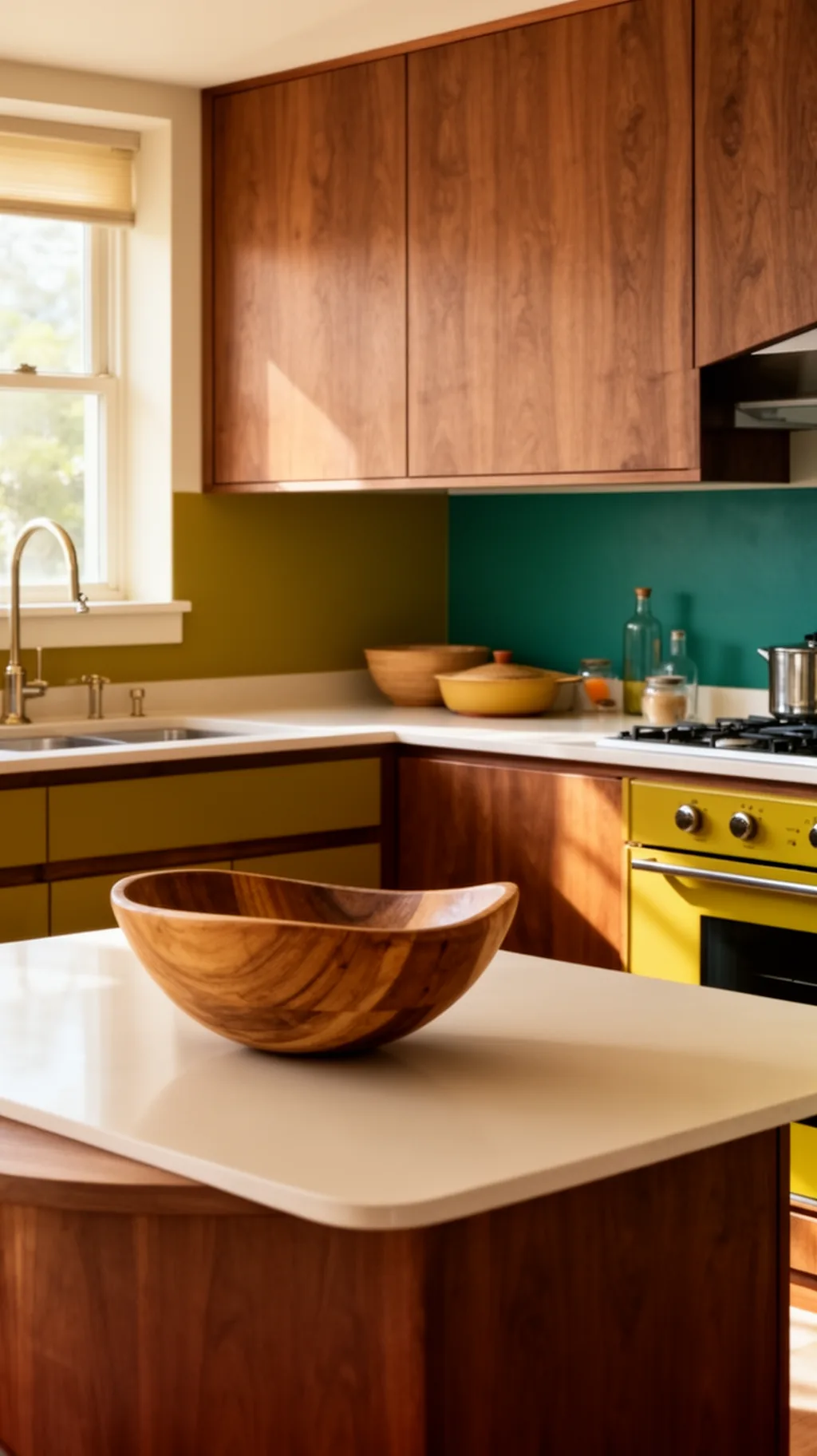 Rounded wood salad bowl