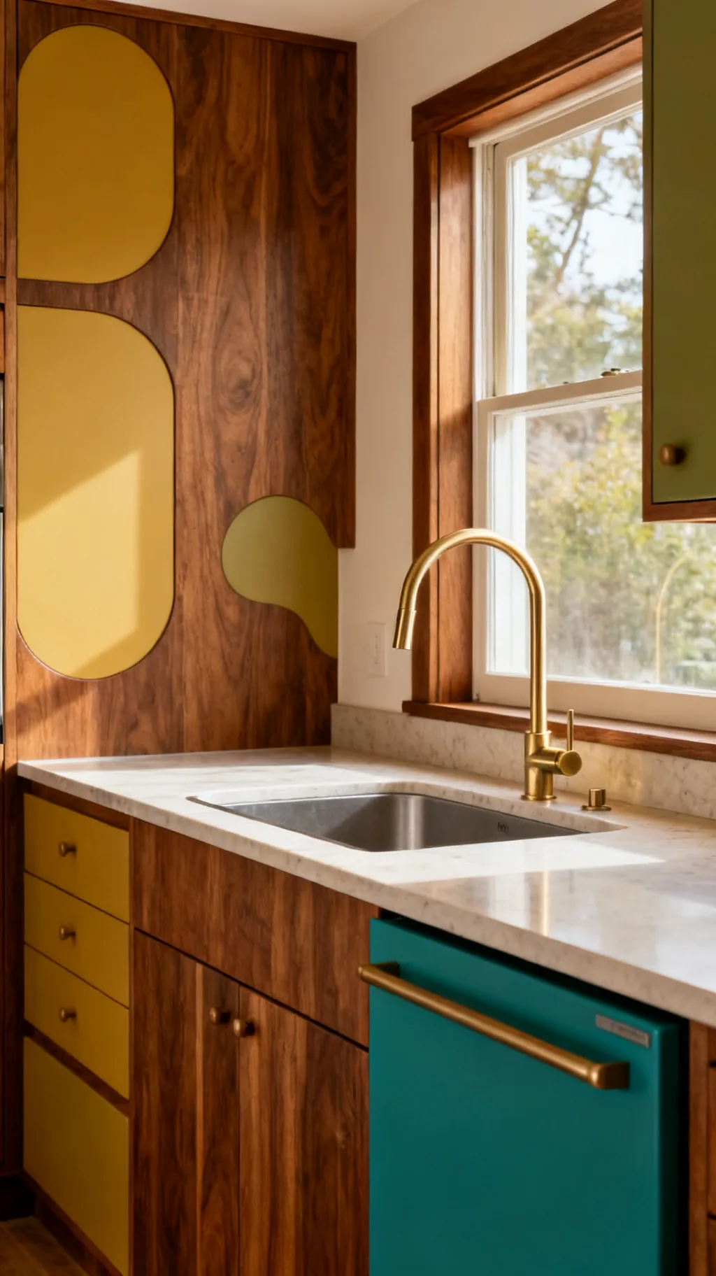 Sleek faucet in a mid-century modern kitchen