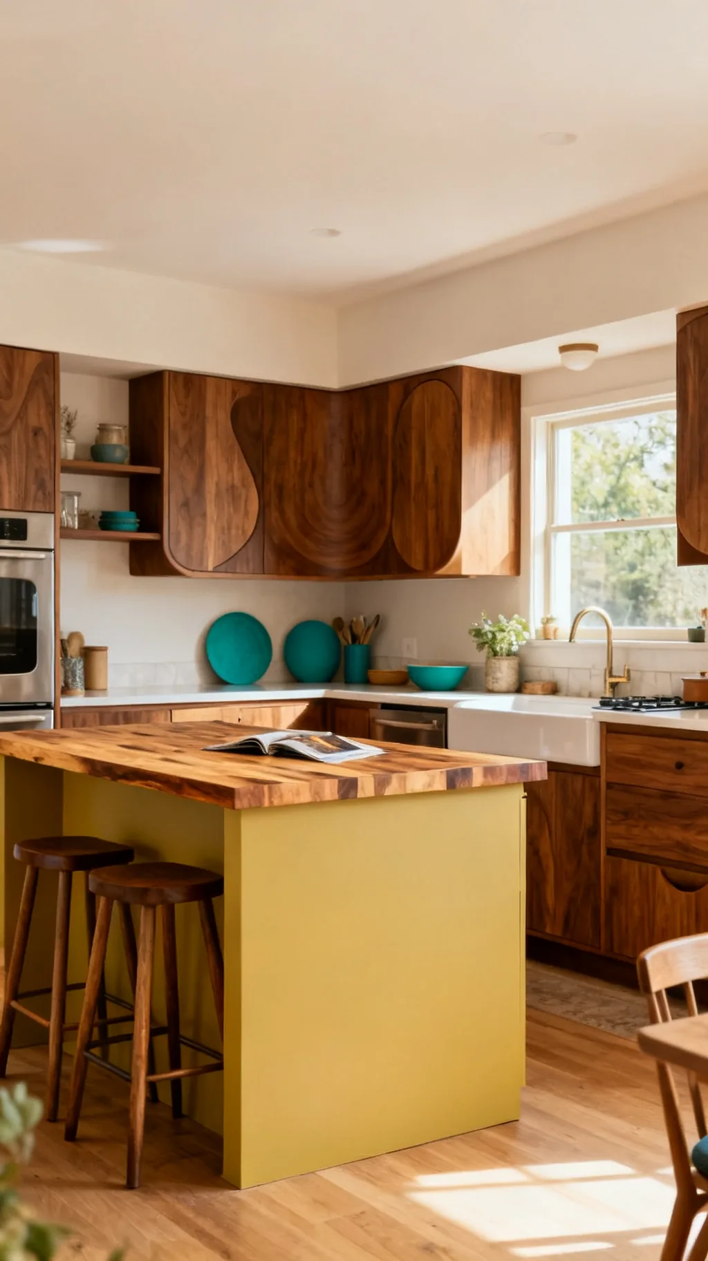 Stylish island in a mid-century modern kitchen
