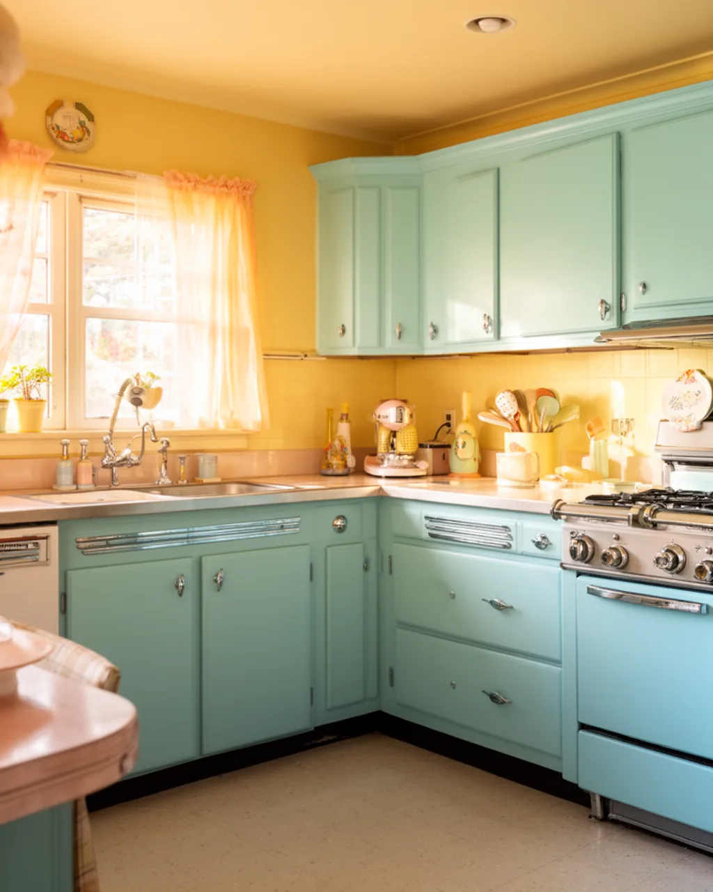 Powder blue 1950s kitchen