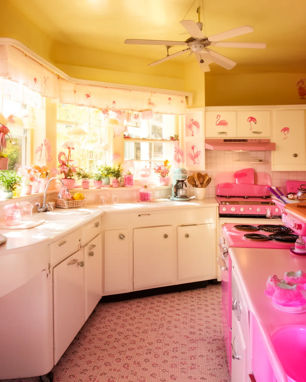 Pink 1950s kitchen accents