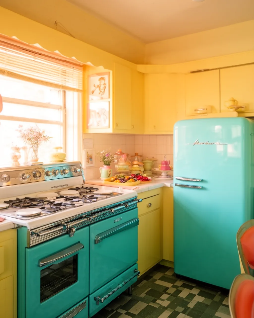 Turquoise 1950s appliance suite