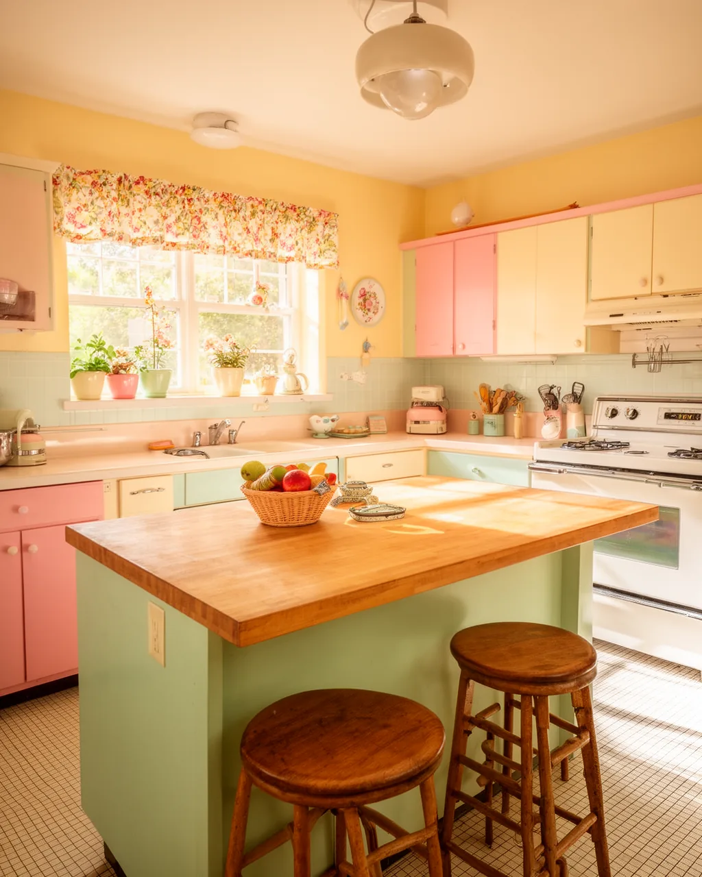 Wood accents 1950s kitchen