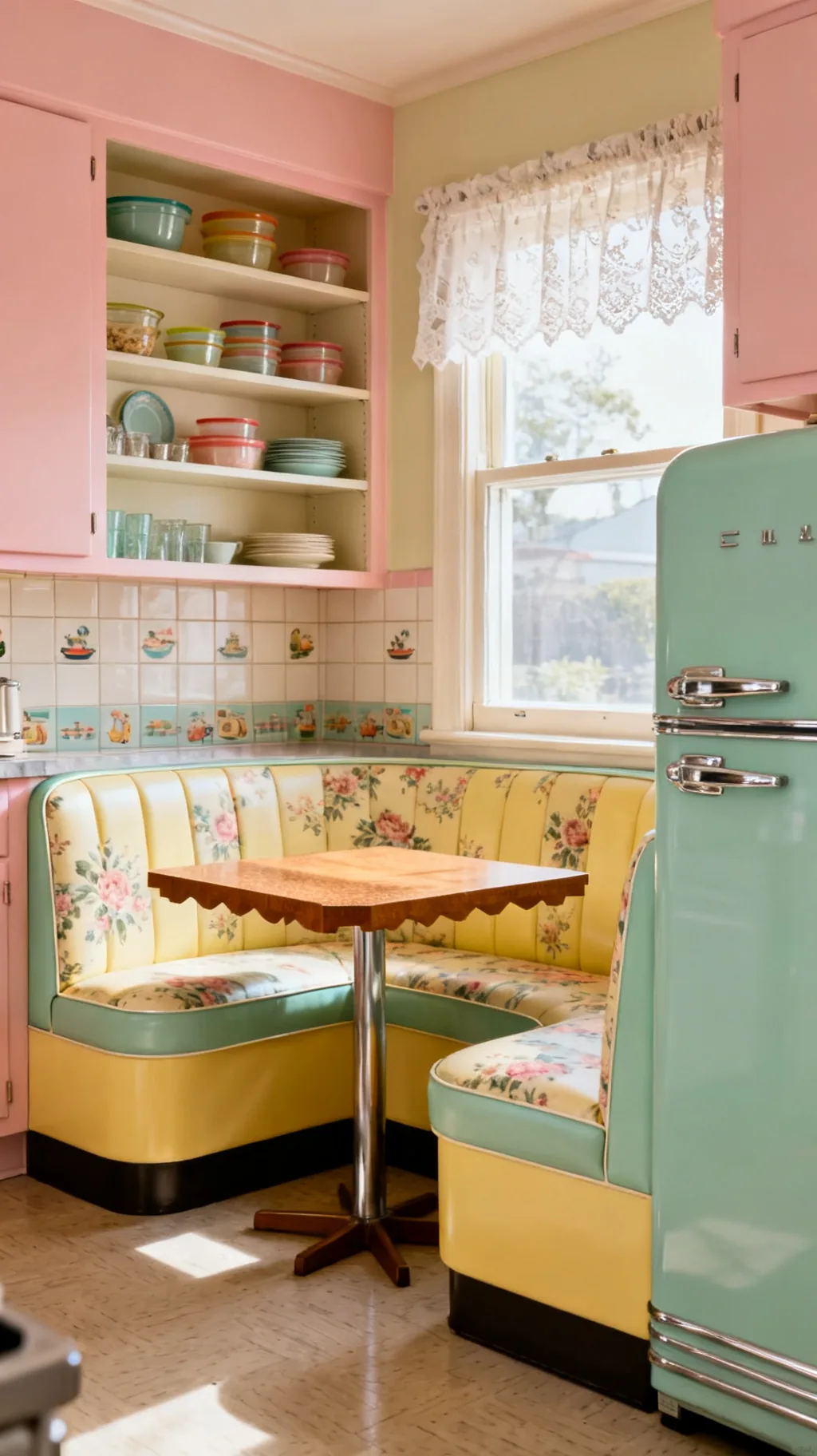 Breakfast nook in a 1950s kitchen