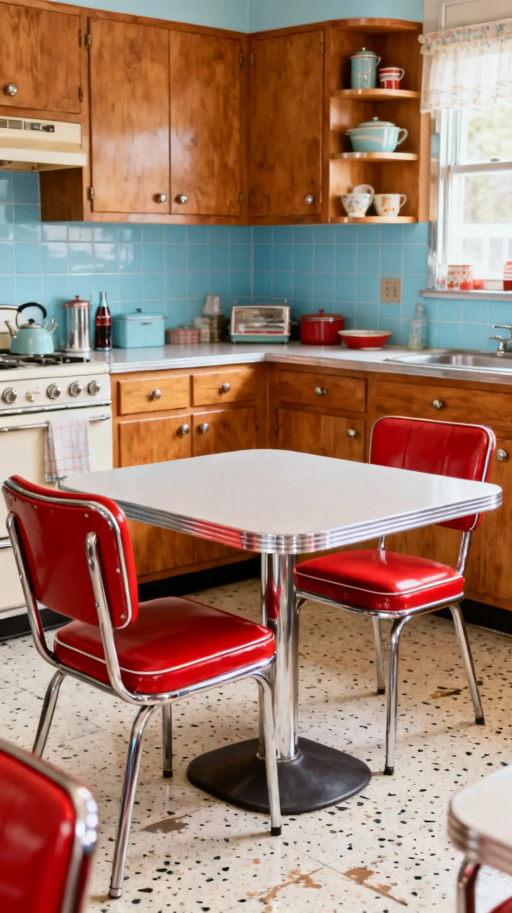 Chrome dinette set in a 1950s kitchen