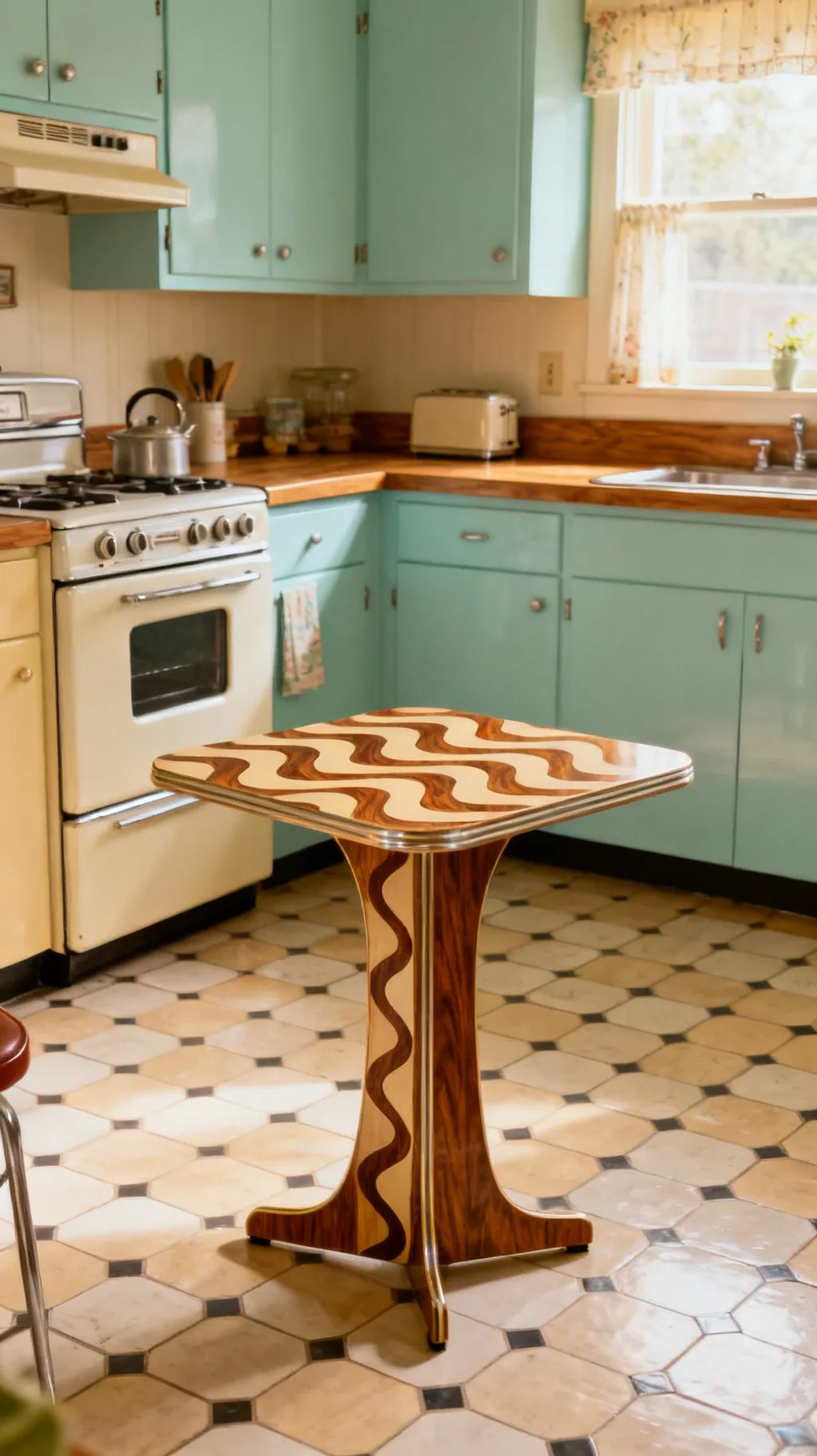 Vintage Formica table in a 1950s kitchen