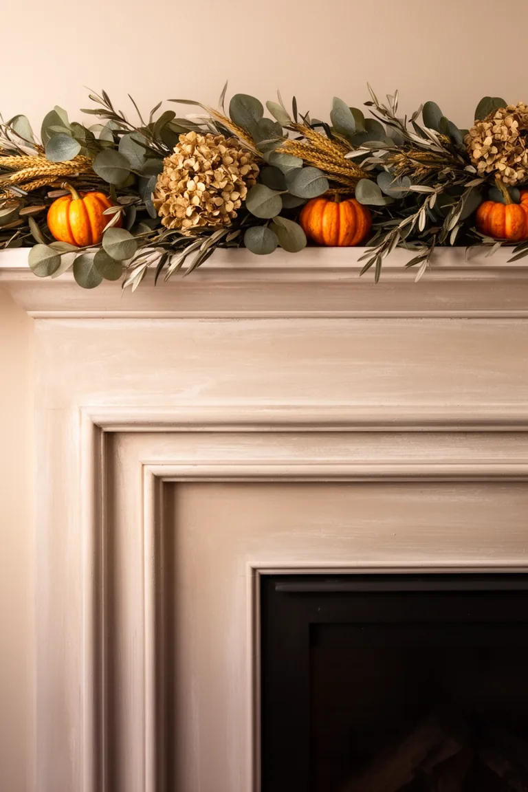 Pumpkin pocket mantel garland variation 1