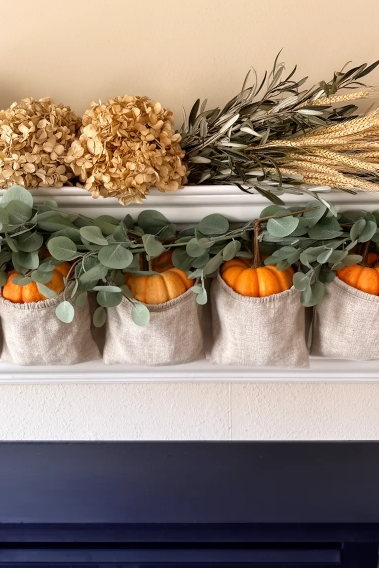 Pumpkin pocket mantel garland variation 2