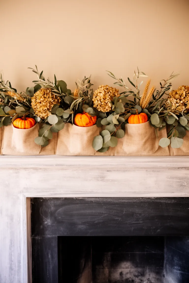 Pumpkin pocket mantel garland variation 3