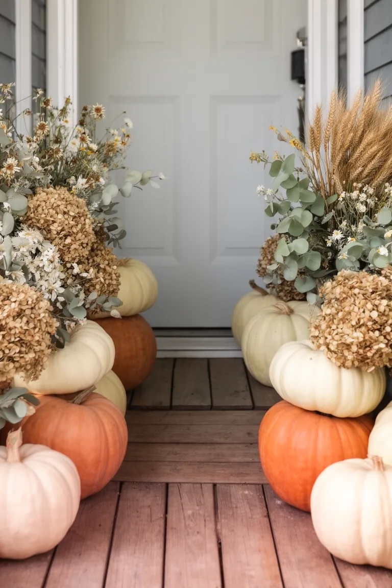 Doorstep pumpkin floral welcome variation 2