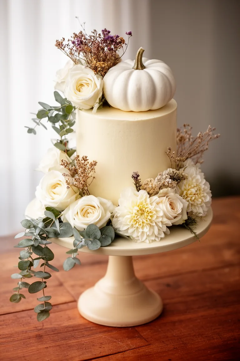 Pumpkin cake stand floral variation 1