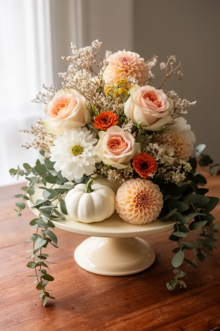Pumpkin cake stand floral variation 2
