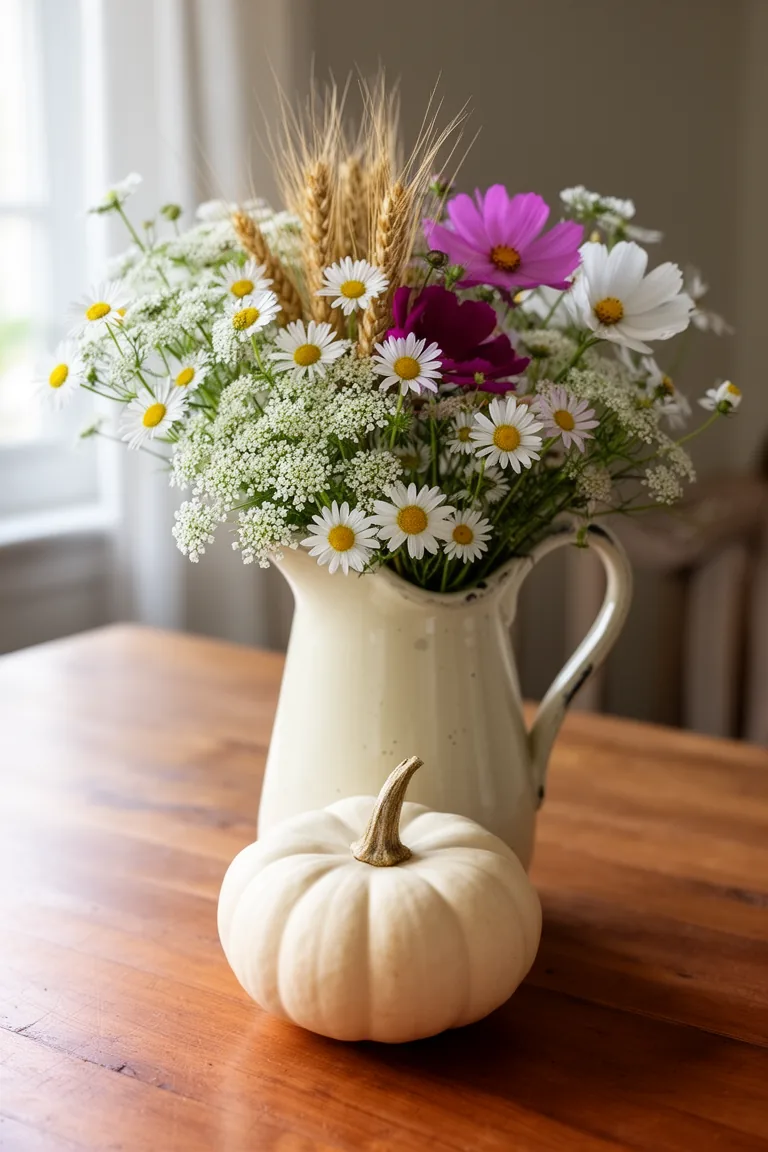 White pumpkin and wildflower variation 1