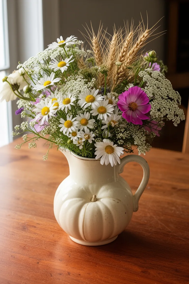 White pumpkin and wildflower variation 2