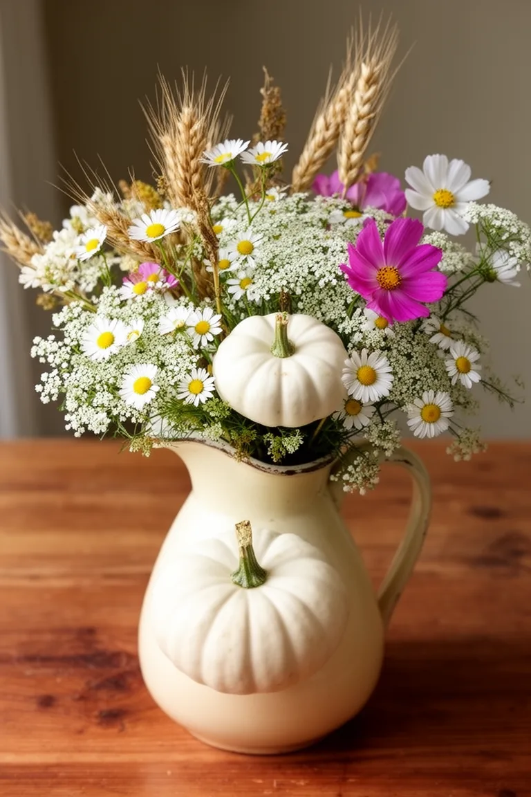 White pumpkin and wildflower variation 3